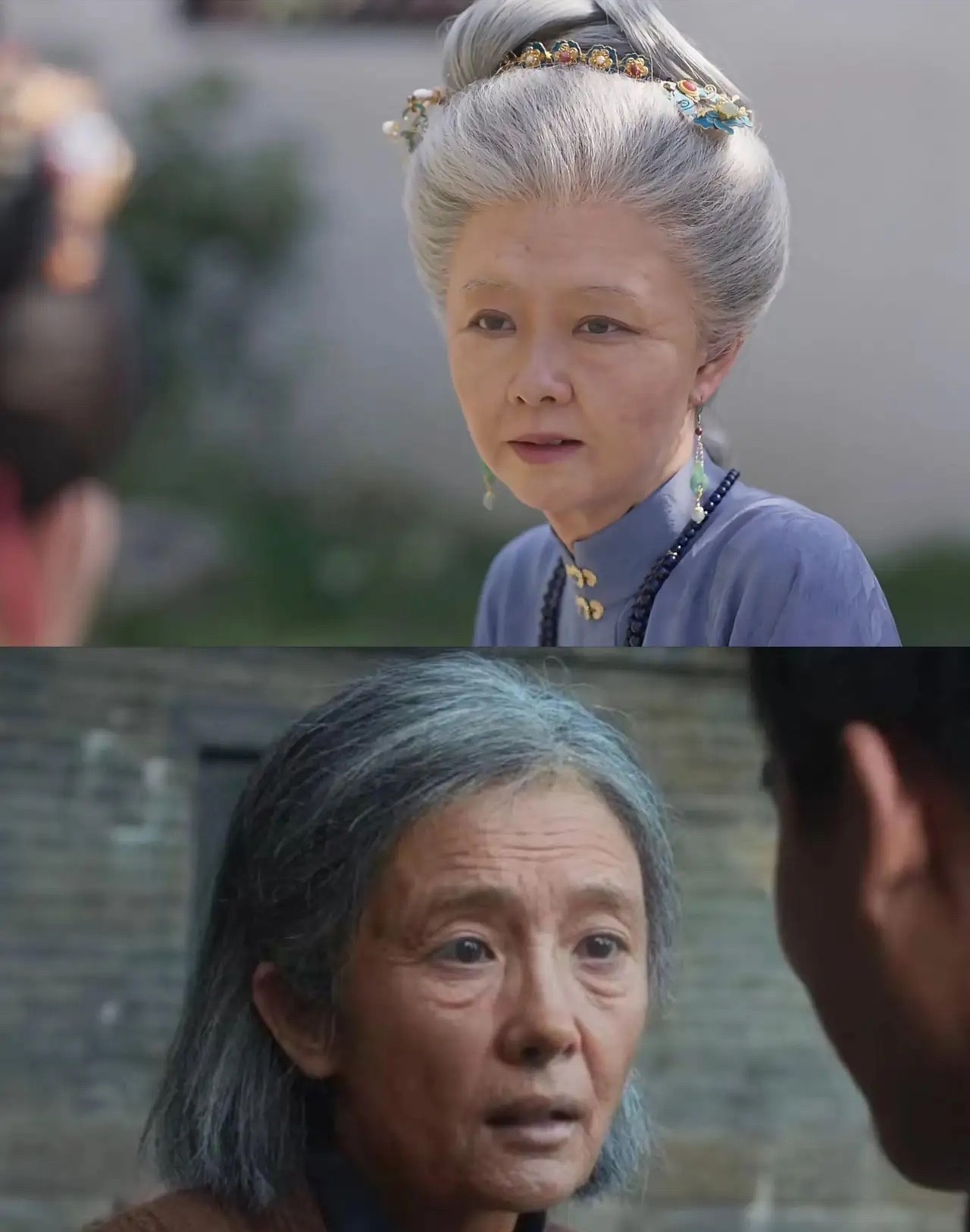 同样是老年妆，杨幂比谭松韵真实！谭松韵这个老年妆，怎么看怎么别扭，第一眼看过去，