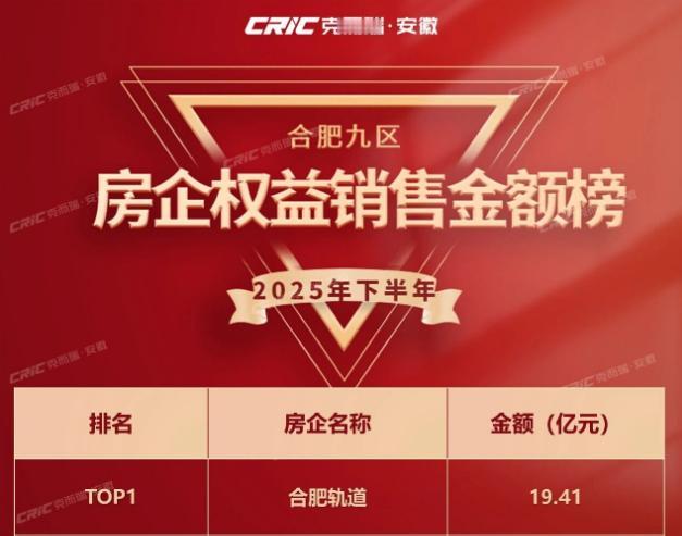 合肥2025年下半年哪个开发商卖房子的销售额最多，肯定一般人想不到。是合肥轨道