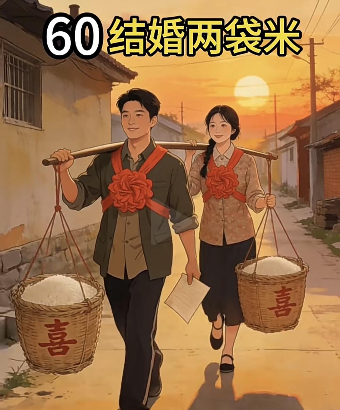 60年代：两袋米就成家那时候的爱情，简单得像村口的夕阳。不用房不用车，两袋