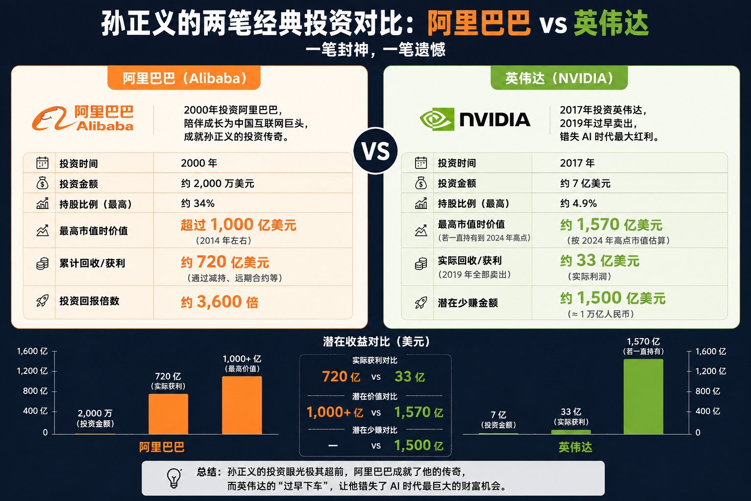 孙正义的运气真的是用干净了，他在 2017 年买了英伟达 4.9% 的...