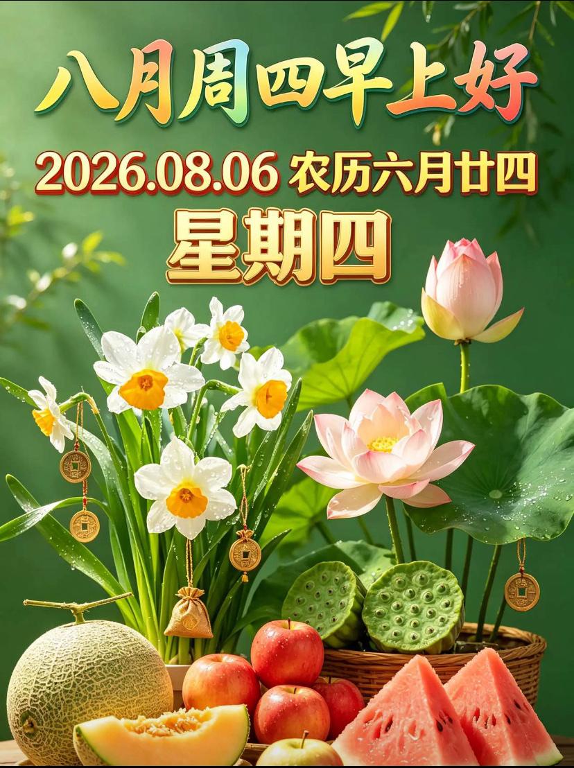 🌺2026./8月6日，周四早安，看淡世间事，常怀一寸宽🌺🌱🌅晨曦洒