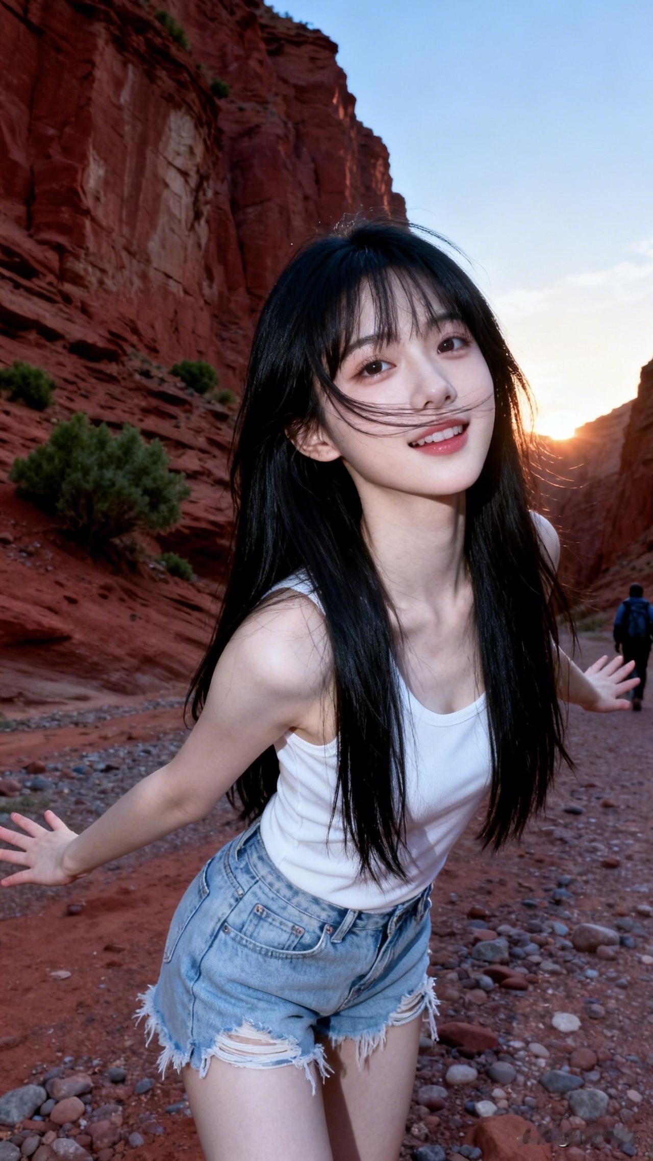 ：美人名花皆过客，小腰身，是佳人，微微一笑很青春。[吐舌头眯眼睛笑]