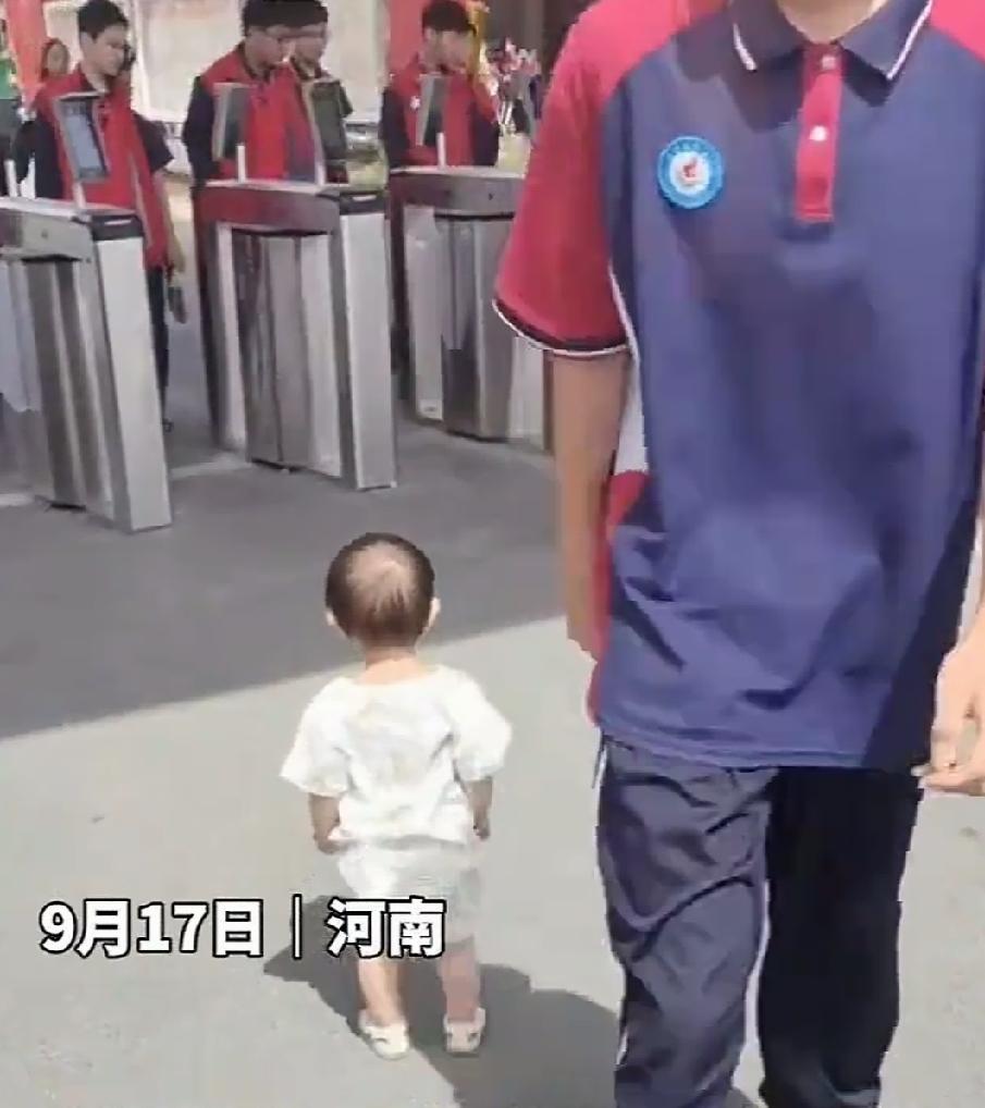近日，河南。萌娃学会走路了，她想和哥哥一起玩，一个劲的催促宝妈，去接还在上学的哥