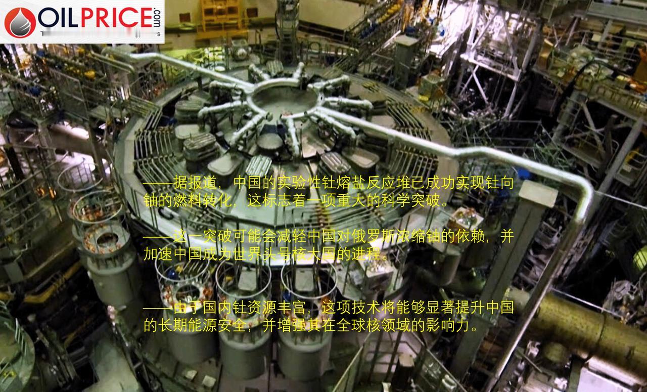 中国已成功运行了世界上首座钍熔盐反应堆据报道，一座中国实验性核反应堆刚刚跨越