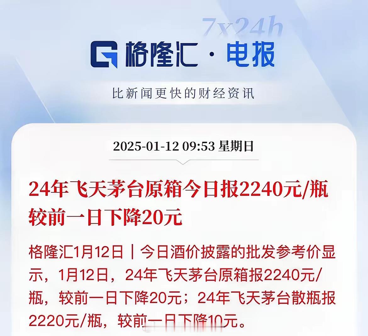 白酒下坡路了！春节来袭，茅台却便宜了白酒低迷已经是近一年以来的事实了，茅子也扛不