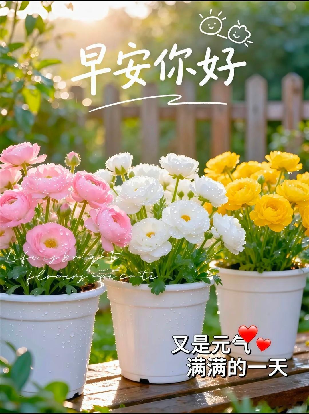 早安！晨光温柔，万物可期，愿你今日事事顺心，步步如意，一路向阳，一路生花！