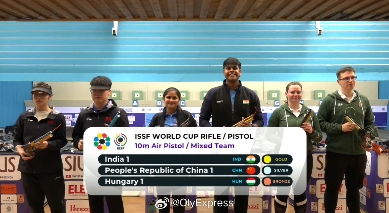 【射击世界杯气手枪混团印度破世界纪录夺冠中国摘银】国际体坛战报速递4月7日西