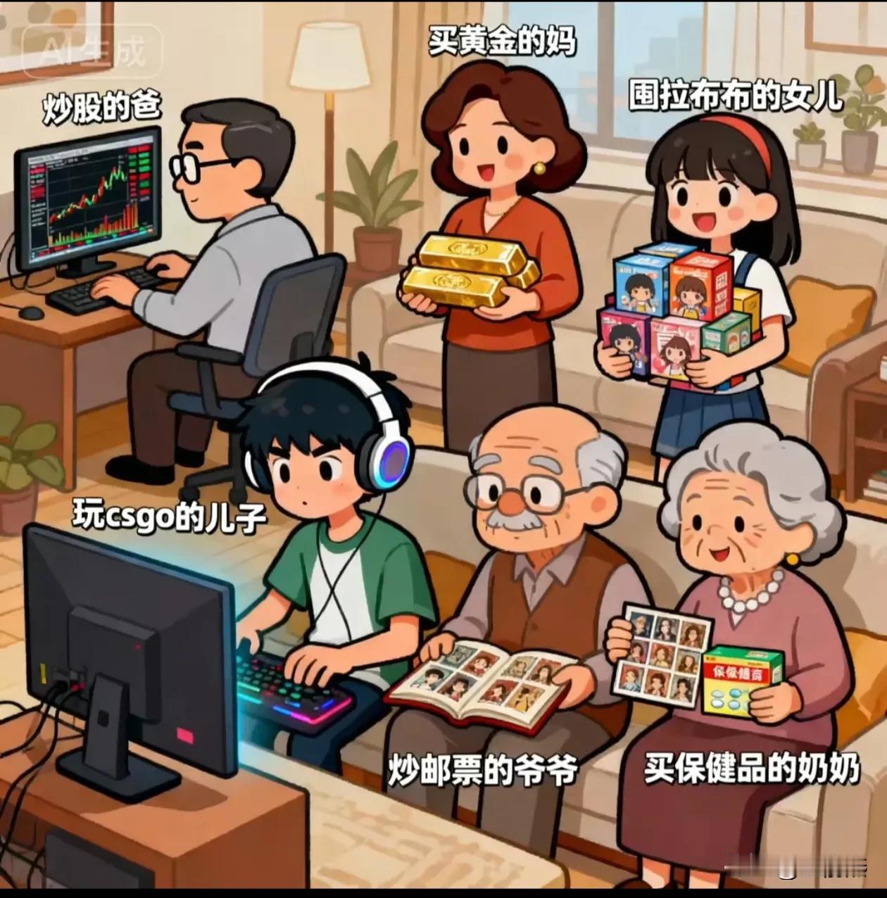 如果所有的韭菜聚合一起，会是什么样的家庭，看看你中招没有？1，炒股的爸爸2，