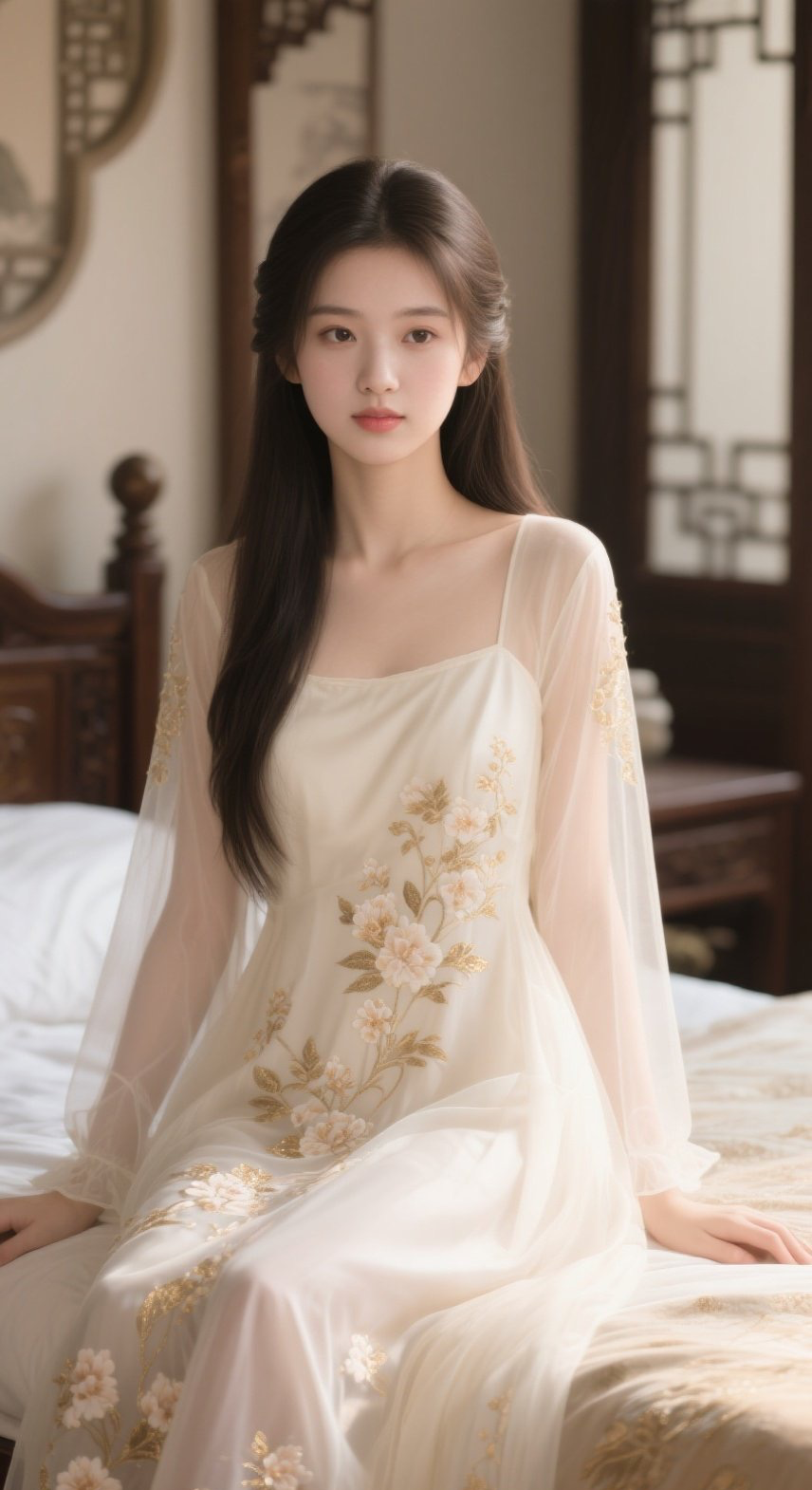 清丽美眉雪纺写真，裙角飞扬似梦境