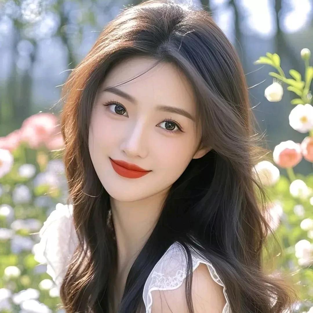 少女在花丛中微笑，惊艳了整个春天！少女感微笑女孩少女的笑容美少女的微笑小姑