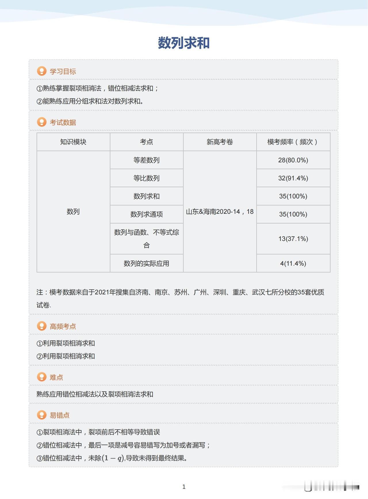 高三数学培优——数列求和方法总结