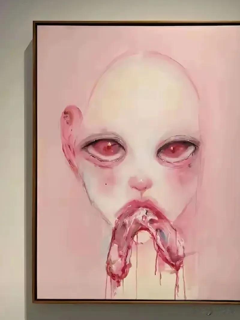 小S二女儿许曦恩的画展，太奇怪了，眼睛那么大，嘴巴含的的是什么东西？严重怀疑她女