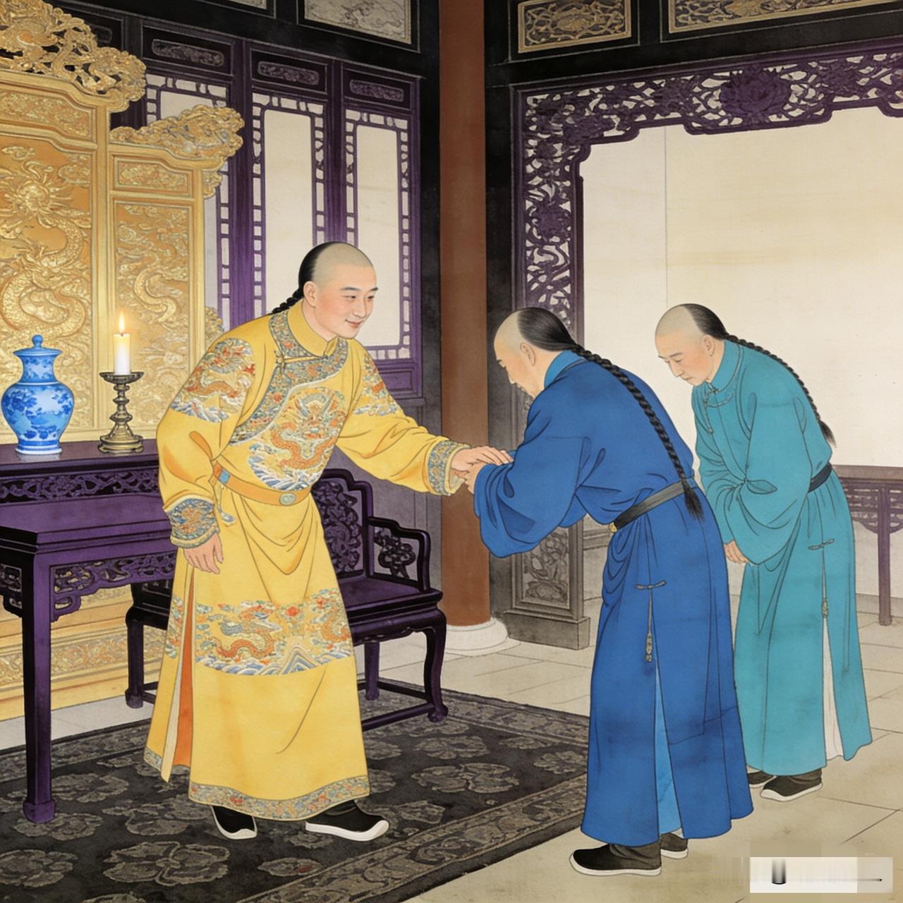 雍正死了以后，乾隆下令，释放自己十叔和十四叔，不再囚禁二人。老十四胤禵走出囚所