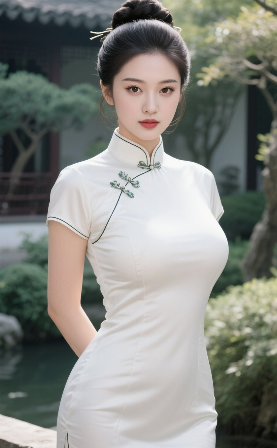 秀丽美眉旗袍裹身，古典与现代共缠绵