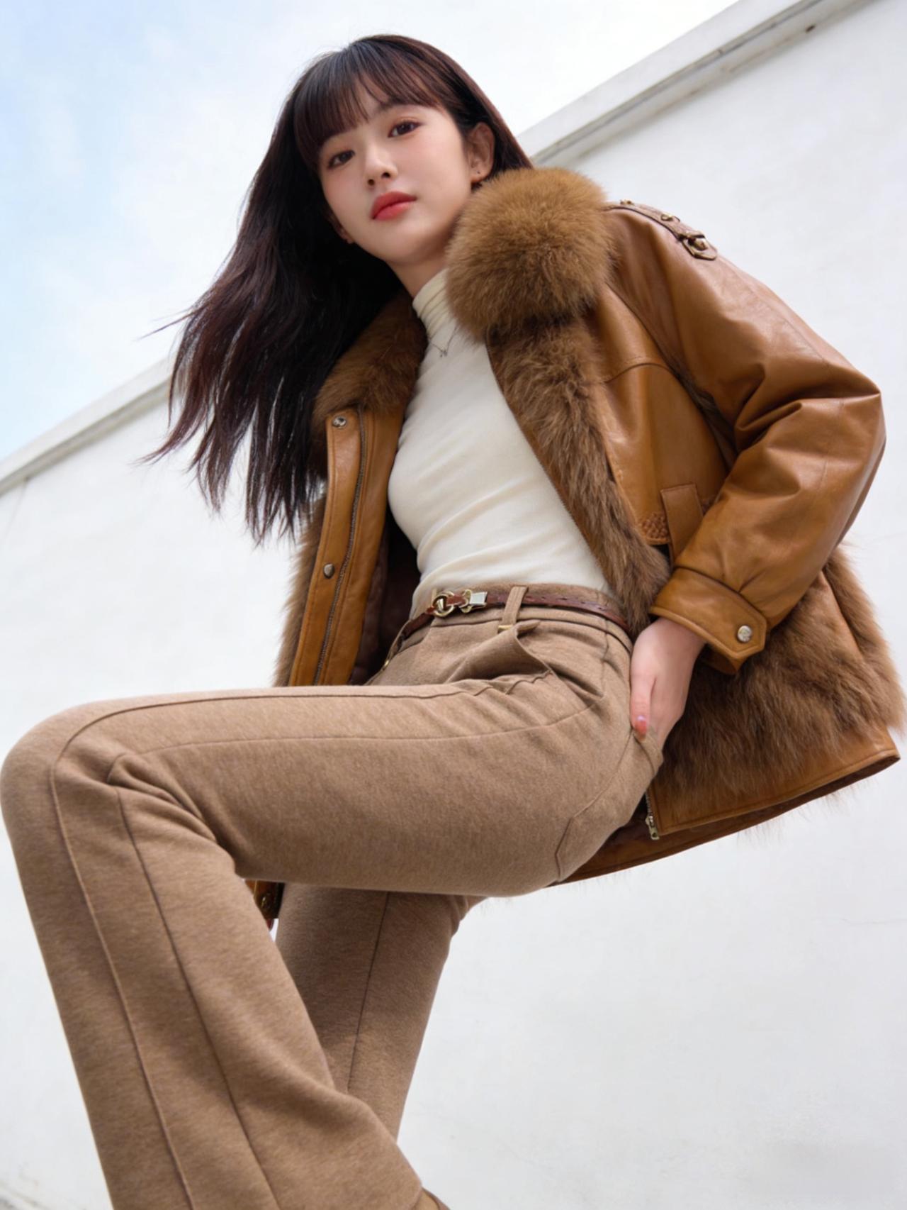 冬日穿搭指南：棕色皮草外套+高腰裤，温暖又时尚！怎样穿搭让自己更优雅如何穿搭才