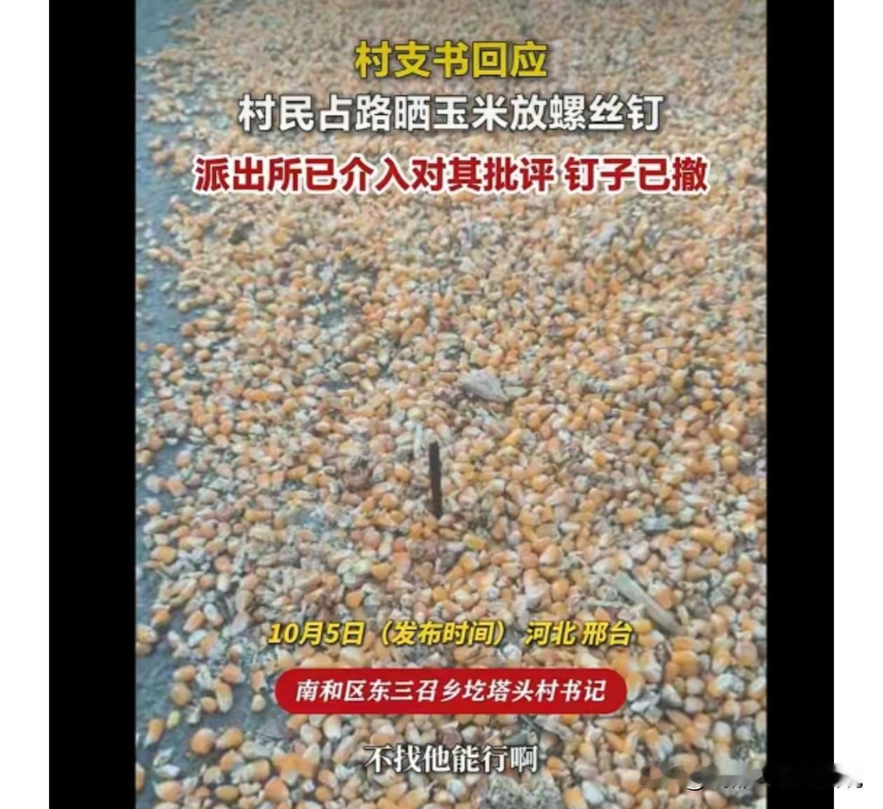 各位，插播一条消息！10月5日，刷到这条新闻，心里有点发凉，晒粮晒到路上还不