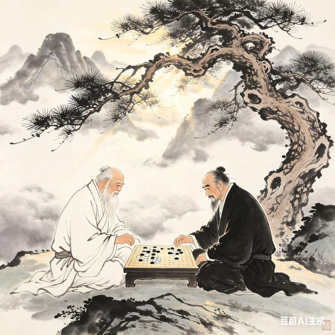 明朝有一个叫闻风的樵夫。一日，他上终南山砍柴，见古松之下，两位老者正倚着一块青石