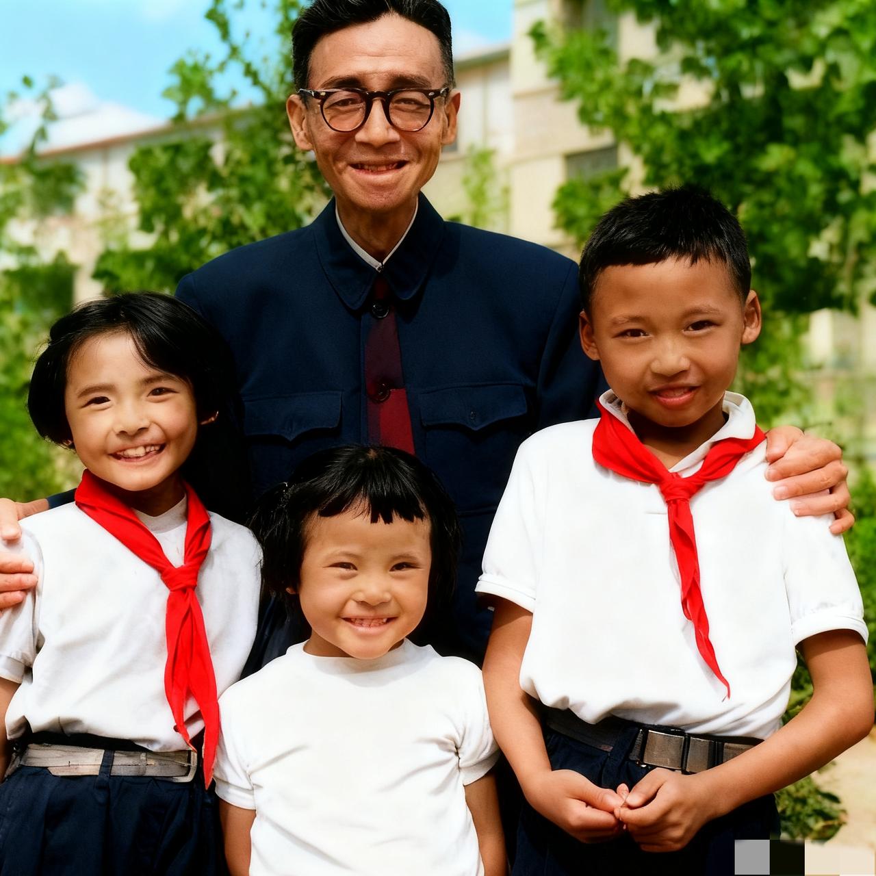 这么幸福的一幕，可惜林徽因却看不到，照片拍摄于上世纪50年代末，梁思成和孙子梁鉴