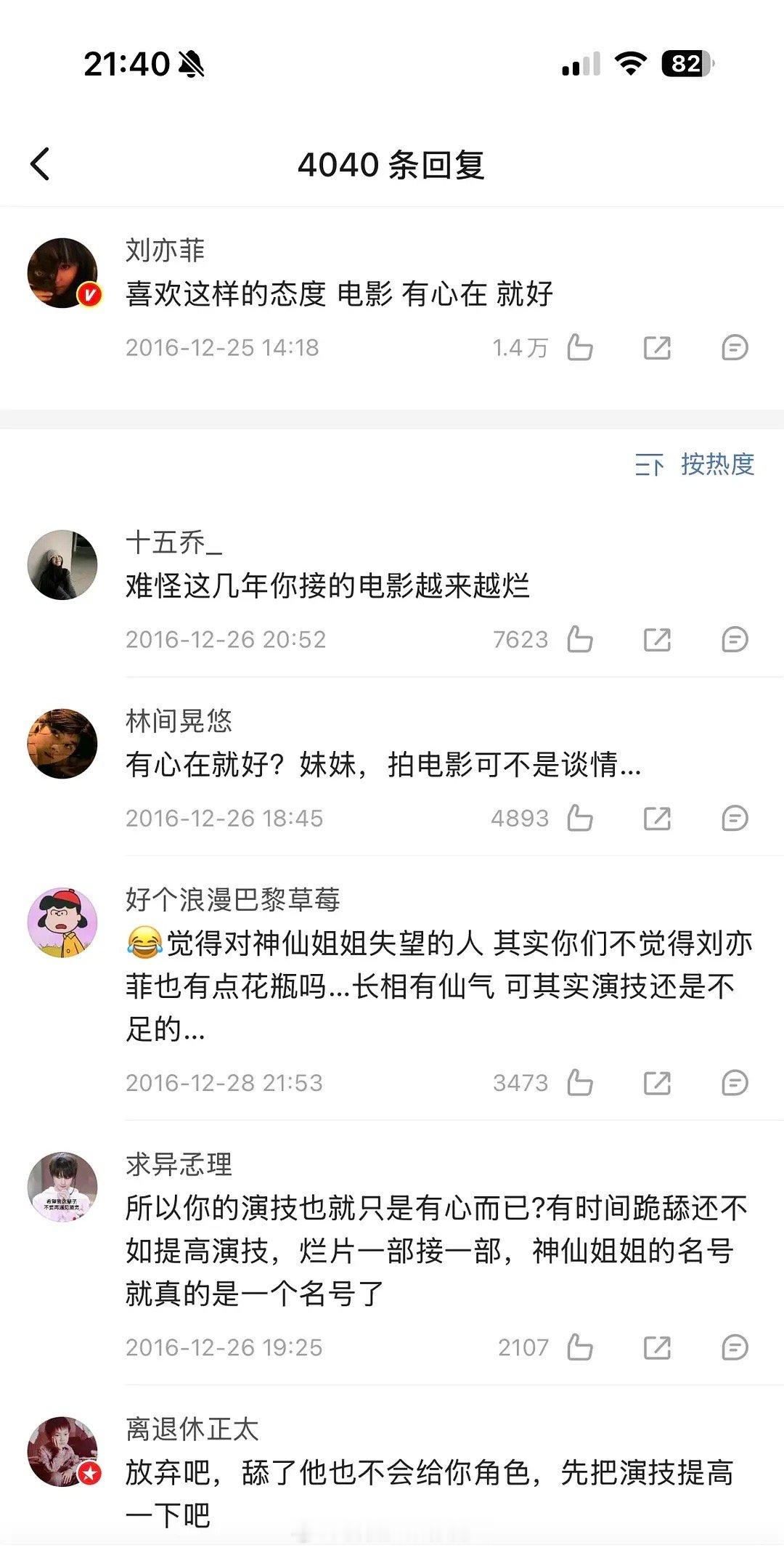 考古一下，当年给王家卫拍马屁“我喜欢”的那些演员，评论区是这样的👇