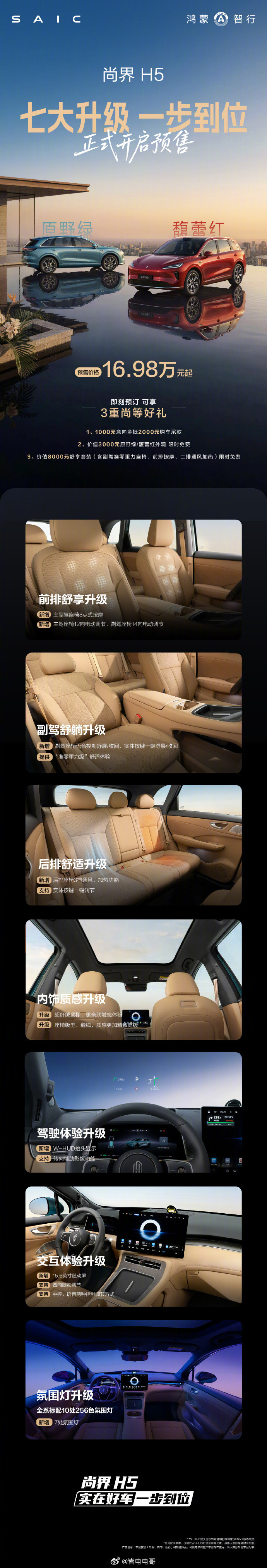 新款尚界H5七大升级，今天正式开启预售了新增了两款车色内饰配置上也升级了不少，