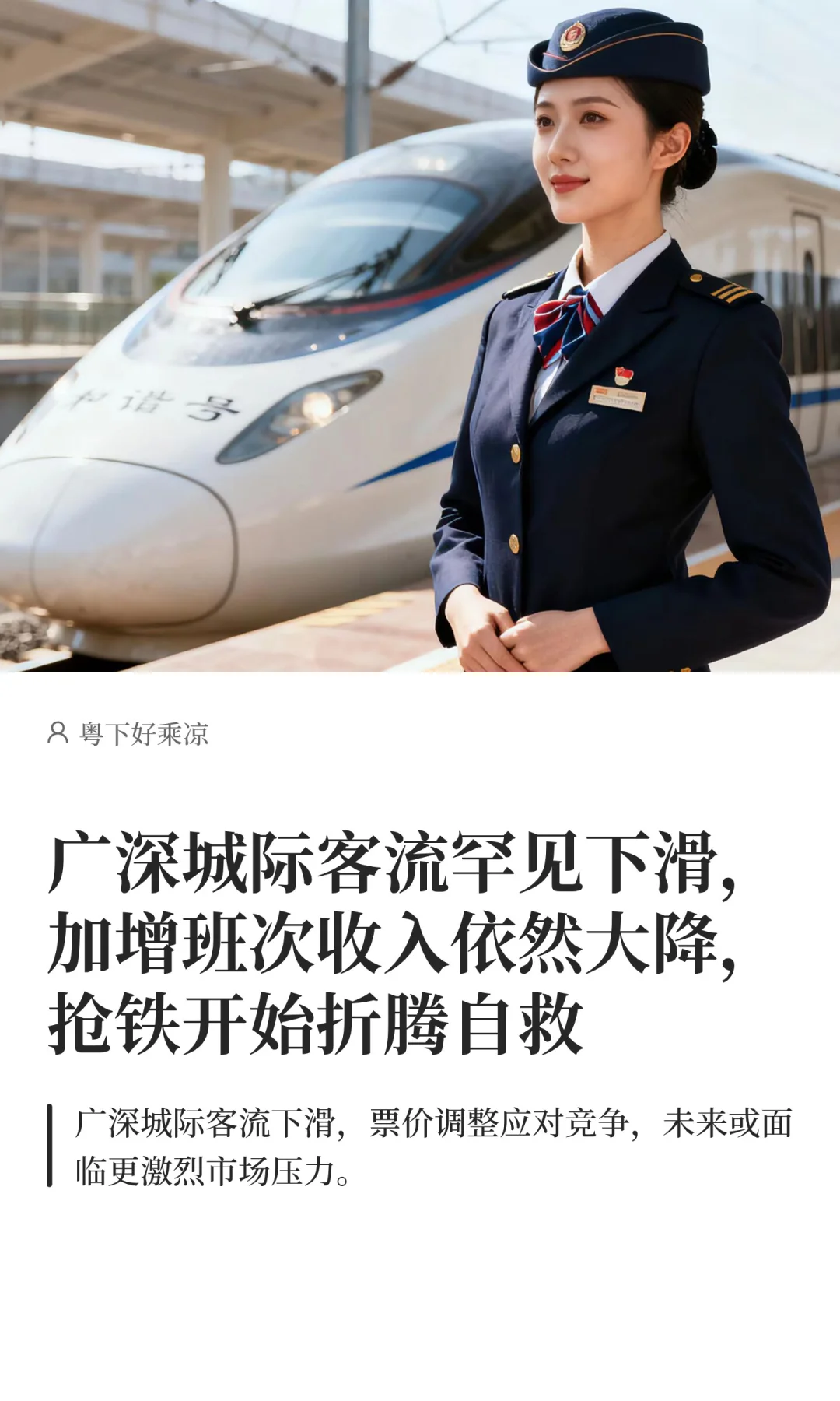 广深城际客流罕见下滑，加班次收入依然大降