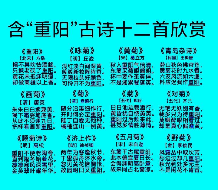 12首含有“重阳”的古诗