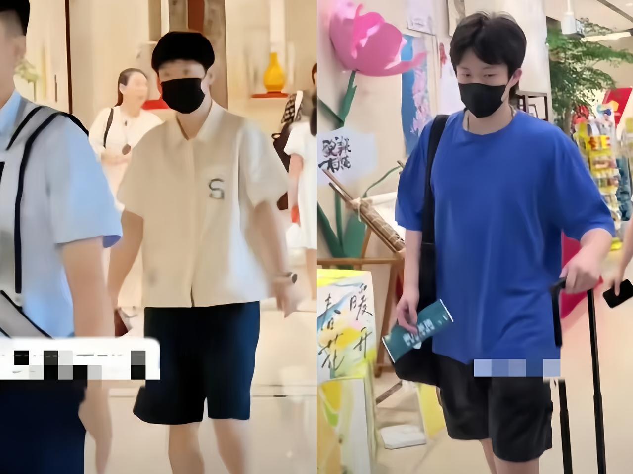莎莎和楚钦都落地北京啦！莎莎今天这身好清爽，淡色上衣搭深色短裤，走起来带