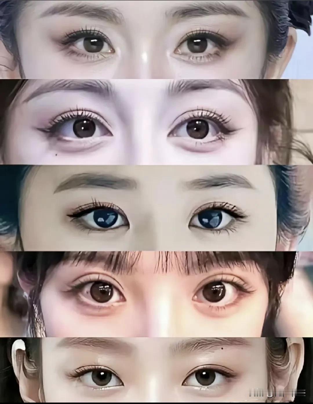 直观感受1，3，5最好看，如果再给三双眼睛排名，那就是3，1，5。第3双眼睛，