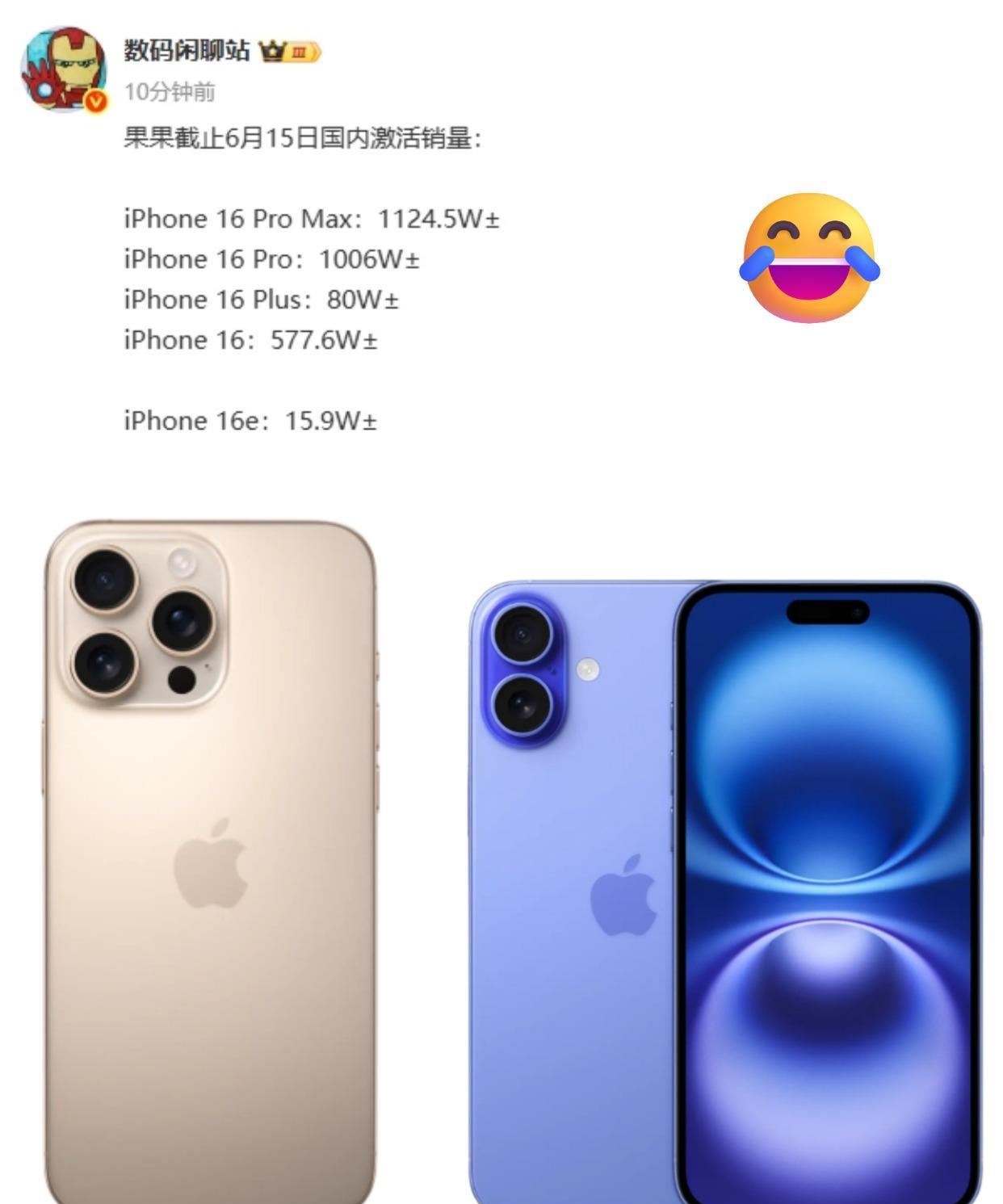 想不出来，国内谁是苹果的对手啊。。。看博主分享的iPhone16系列销量，苹