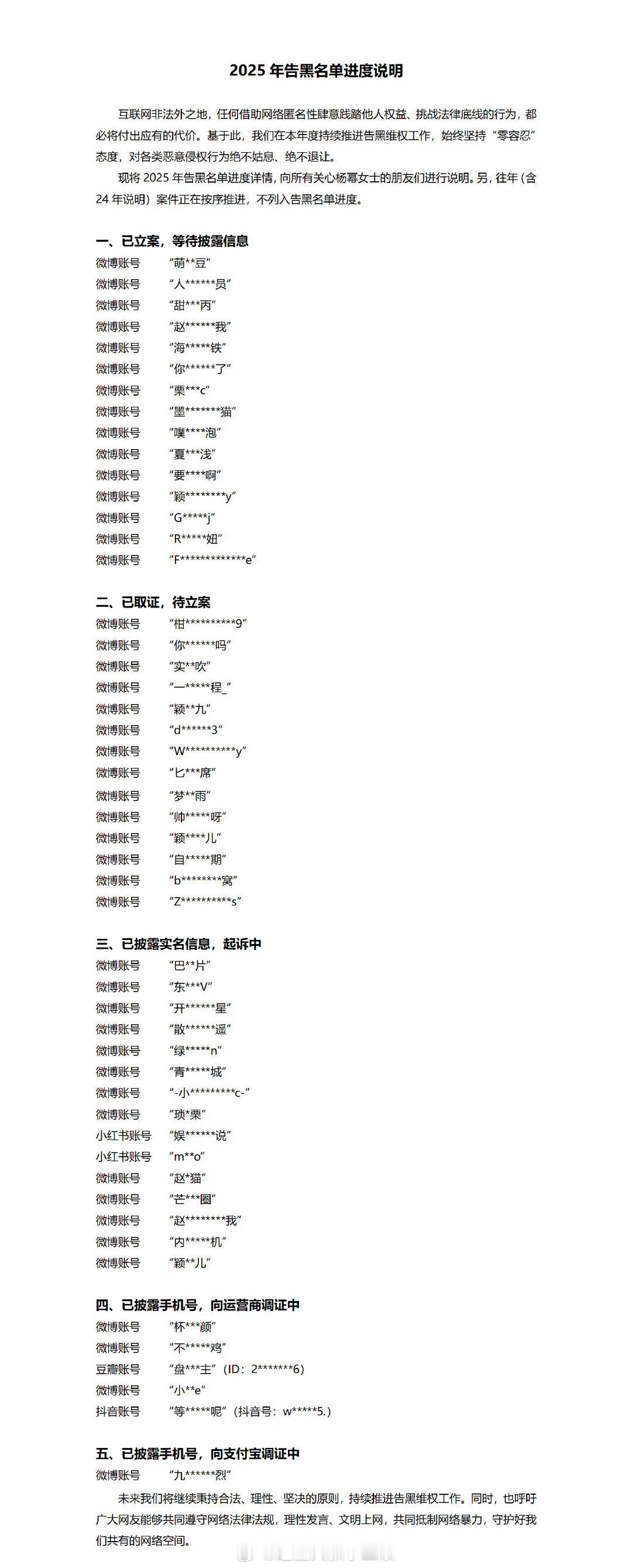 杨幂告嘿名单来了，好多人啊