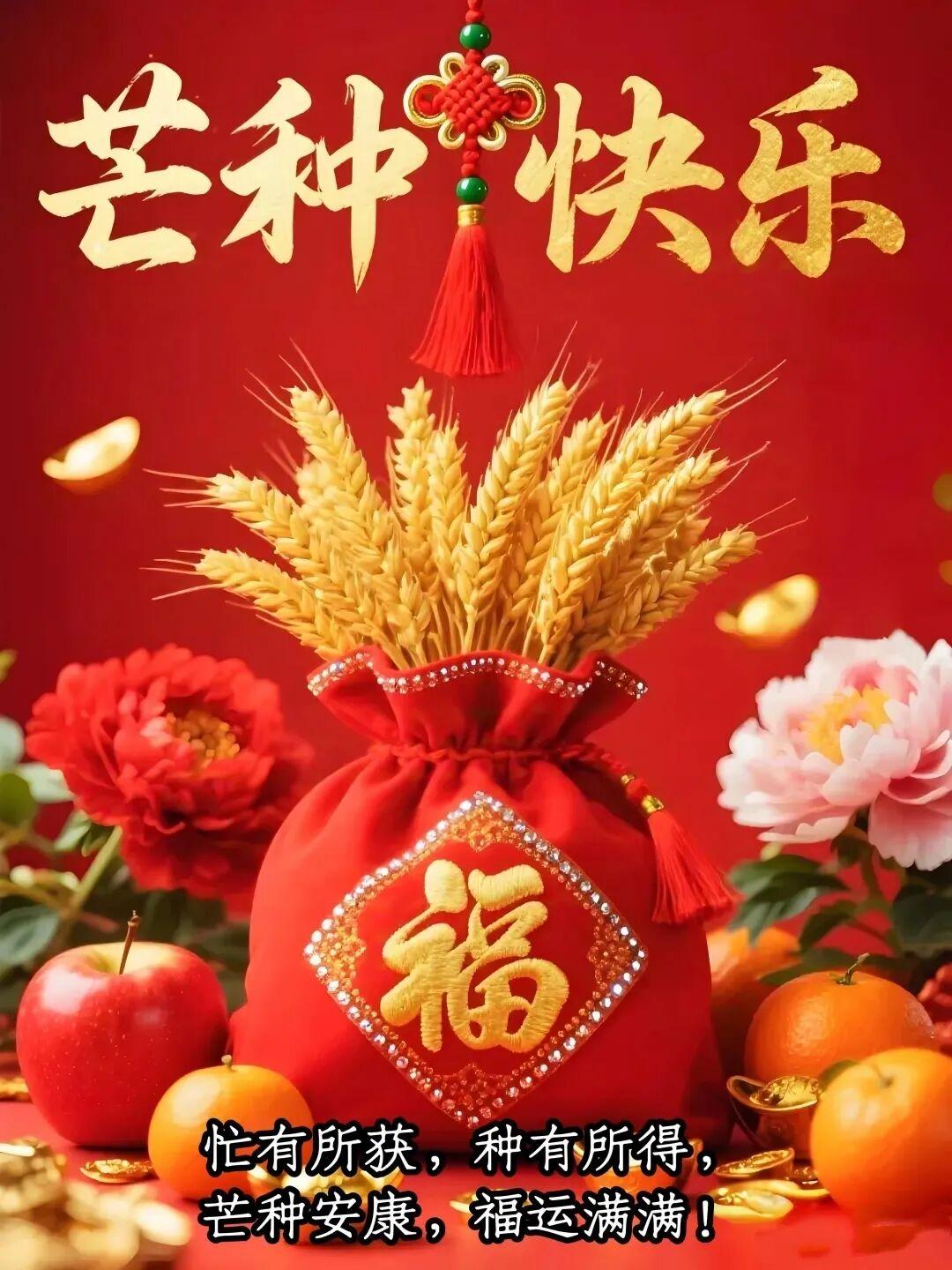 芒种，是忙碌的时节，也是希望的时节。迎着晨光，愿你心情舒畅，愿你收获健康，收获满