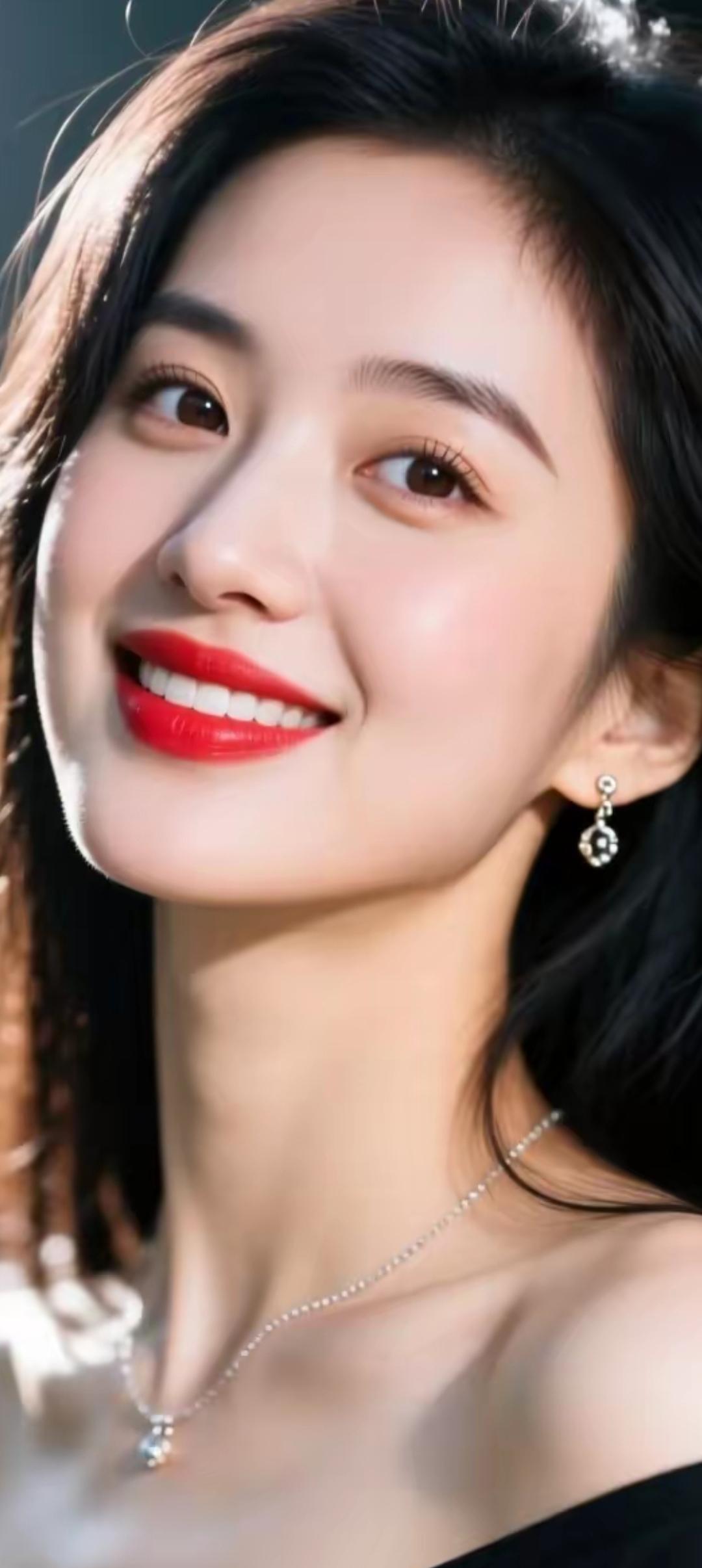 甜美笑容，闪耀耳环，优雅气质，女神范儿满满！💖✨