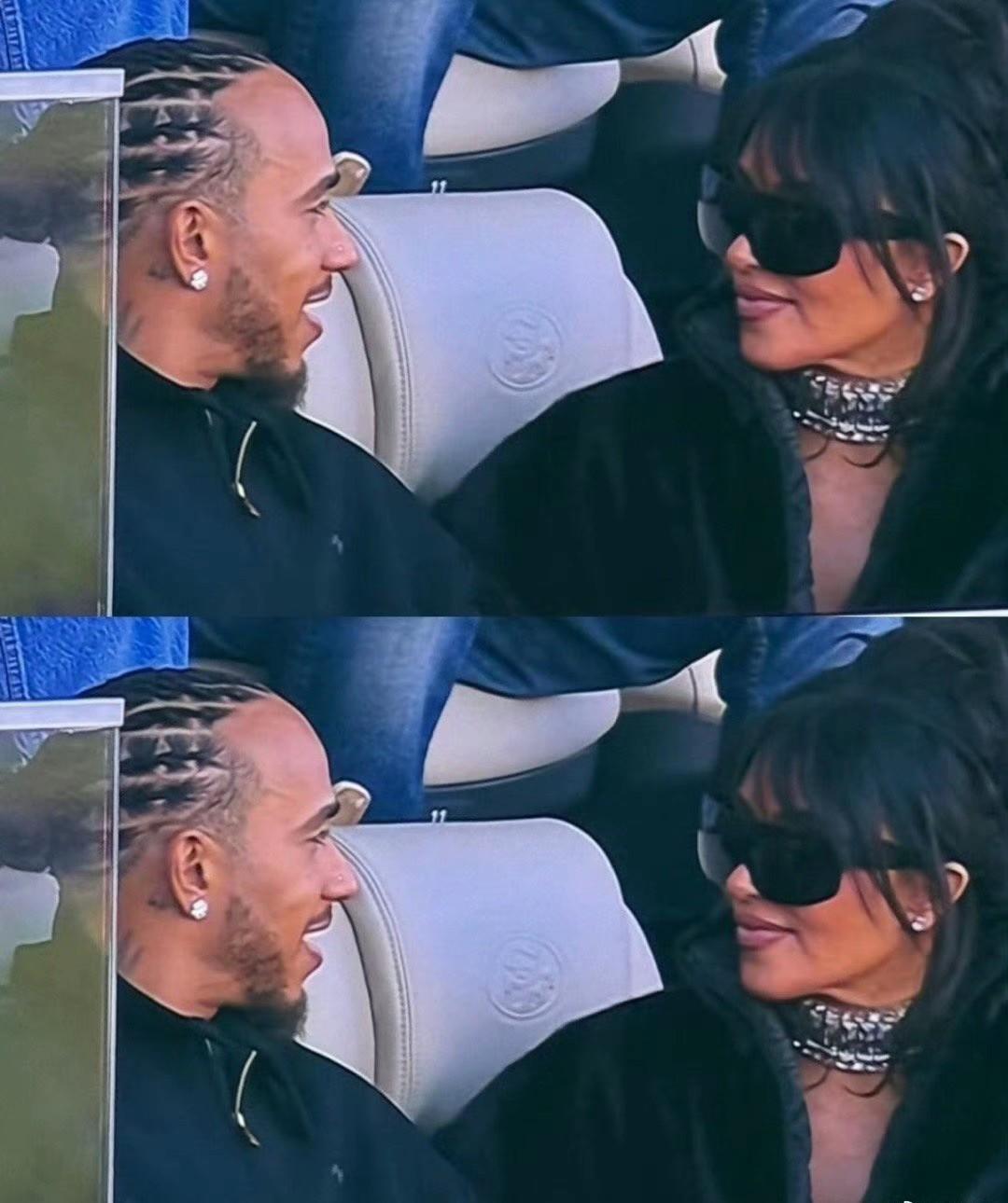 卡戴珊家族的防守基石，从NBA防到F1了！金卡戴珊和F1七冠王汉密尔顿共同现身超