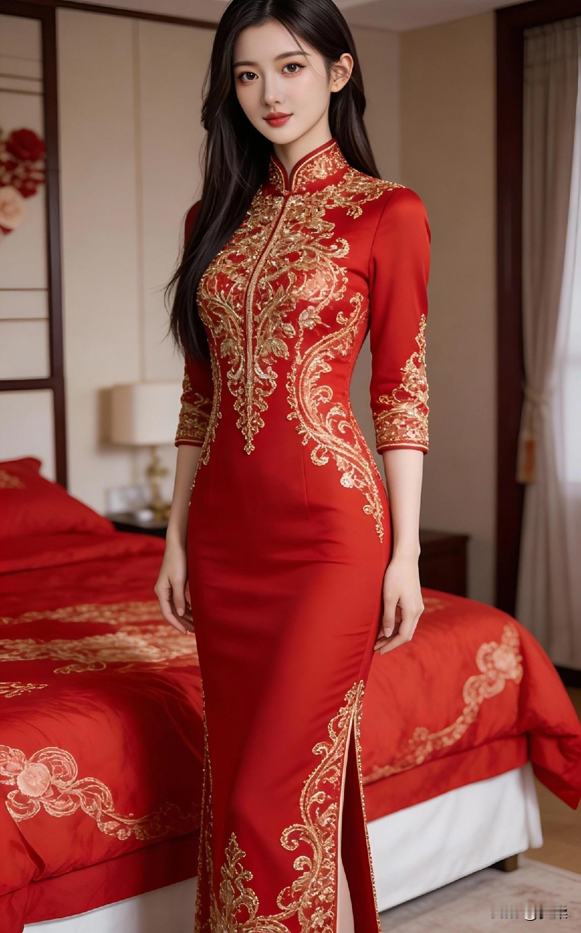 优雅红裙，尽显东方韵味！