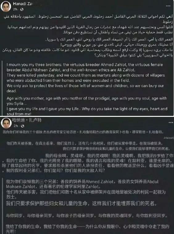 这是叙利亚女活动家发的文章，英文版和中文版都有。而且这个英文版和英中文版是对照