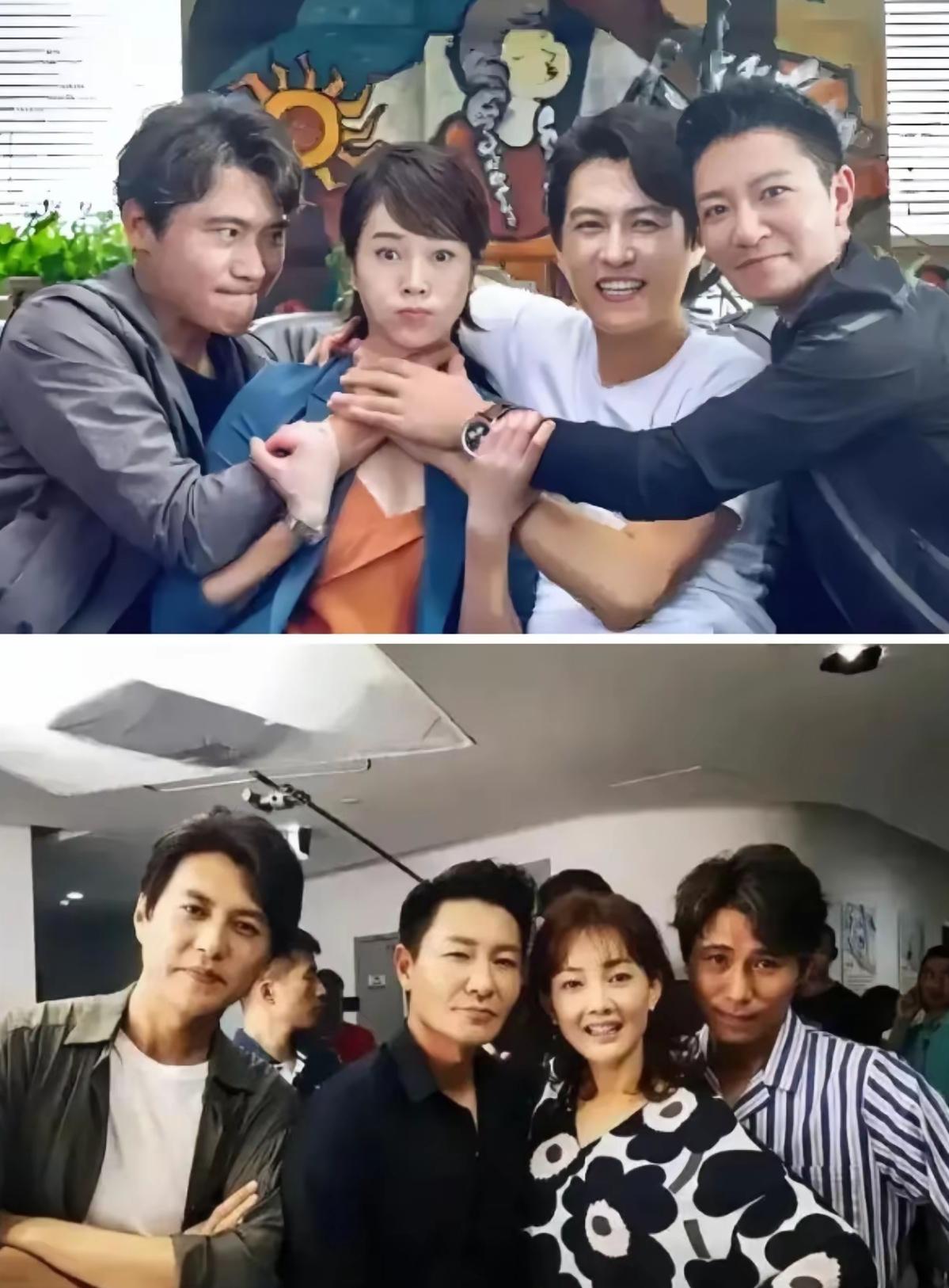 娱乐圈有意思的名场面！三位男神跟左小青合照，个个状态活泼外放；可同样这几位，跟