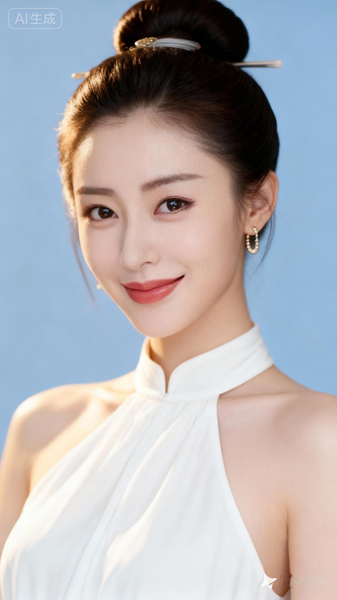 优雅白裙，微笑动人，完美无瑕！