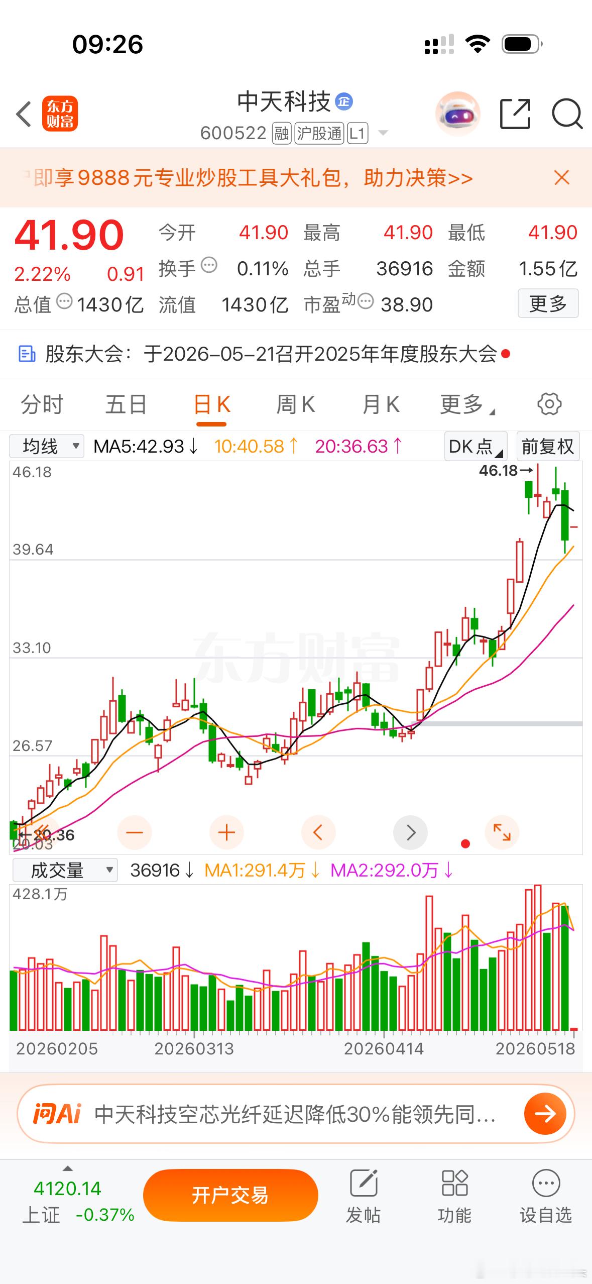 $中天科技sh600522$这个位置大家可以关注一下，收到点赞评论888