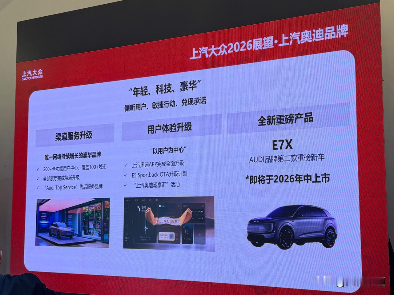 大众集团除了ID.ERA9X重磅车型之外，AUDI品牌第二款车，奥迪E7X将在