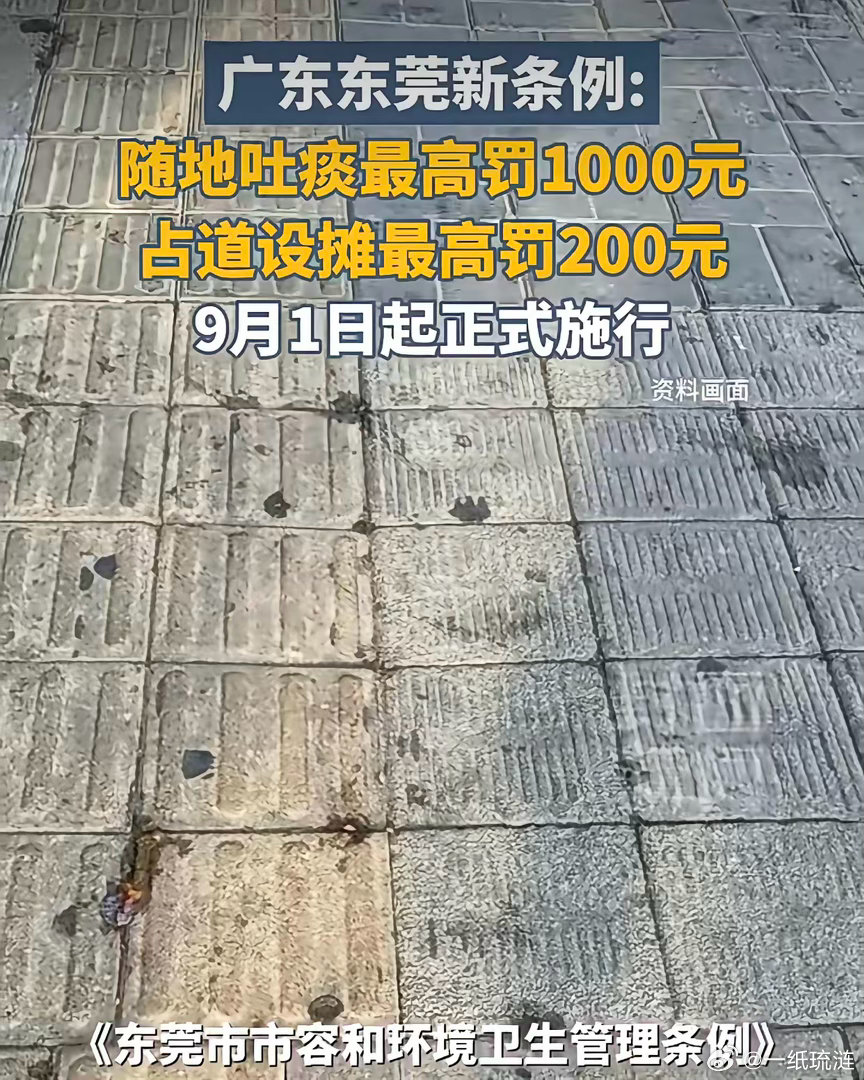 东莞这次是要向香港看齐了！东莞9月1日城市管理新条例出台，随地吐痰、便溺最高可罚