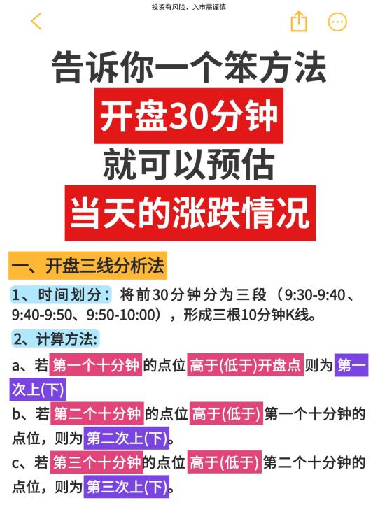 笨办法，开盘30分钟可以预估当天的涨跌