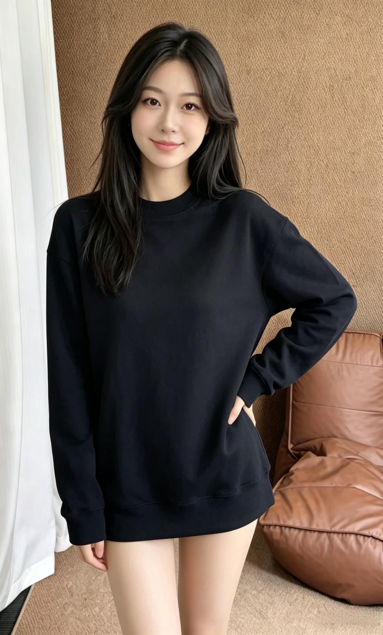 黑发垂落是晚风拂过松林的温柔清澈眼眸盛着一整个安静的季节～简约黑衣裹