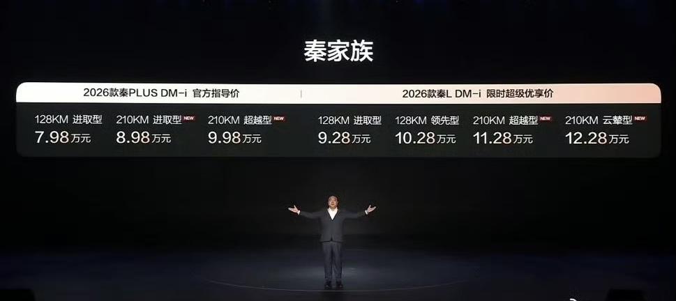 2026款比亚迪秦家族长续航版上市2026款秦PULSDM-i，7.98万起