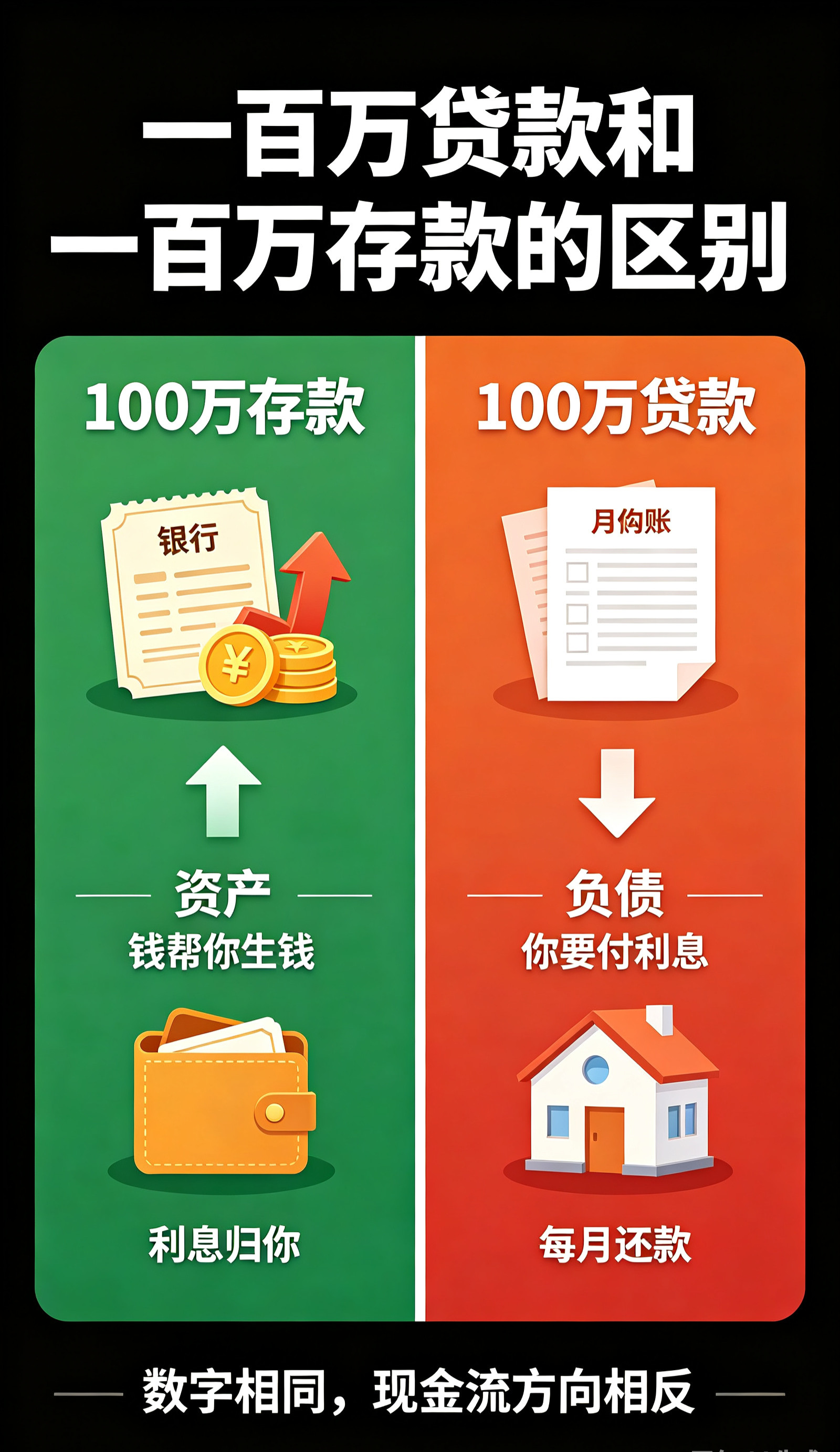 一百万贷款和一百万存款的区别很多人搞不懂，同样是100万，存款和贷款差距到底有多