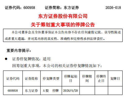 东方证券与上海证券筹划合并重组, 4月20日开市起停牌