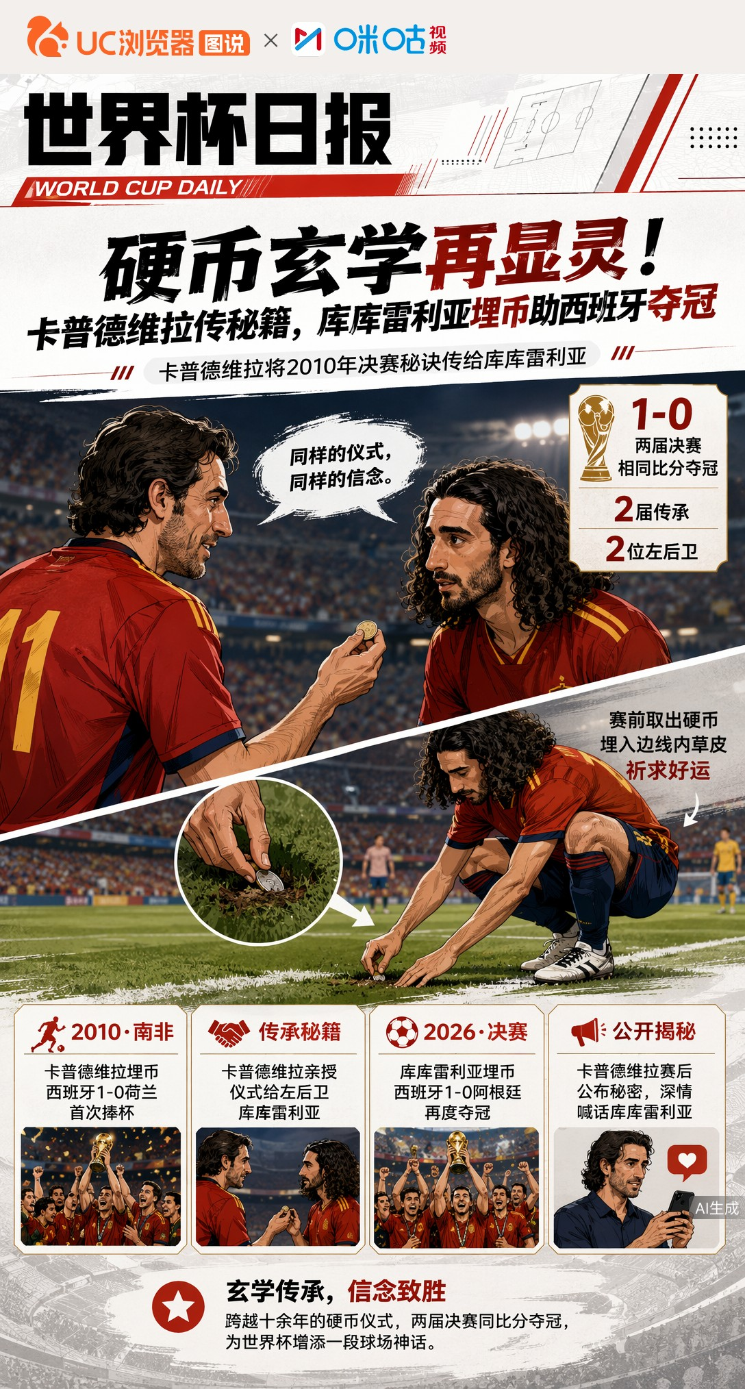 硬币玄学再显灵！卡普德维拉传秘籍，库库雷利亚埋币助西班牙夺冠