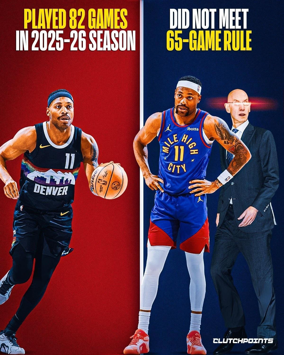 NBA布鲁斯·布朗为丹佛掘金队打满了全部82场比赛……然而，他仍然没有达到NB