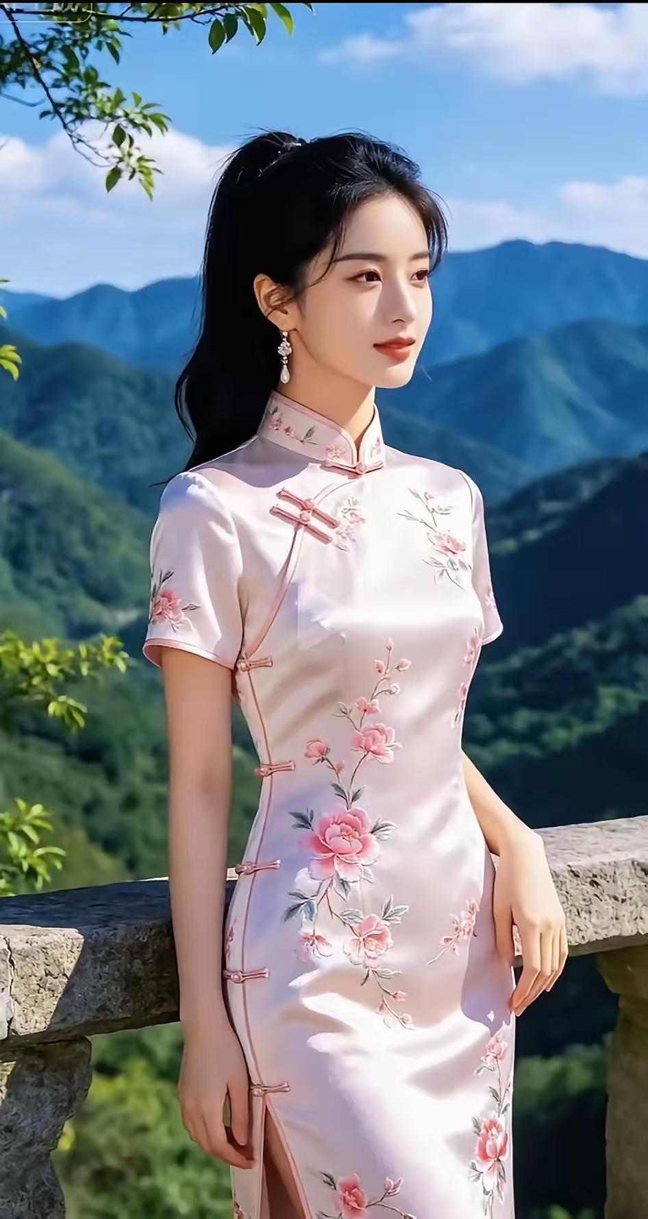山坡羊·山巅花影青峰云絮，山风轻度，粉衫倚栏凝朝露。绣丹敷，韵姿殊，襟