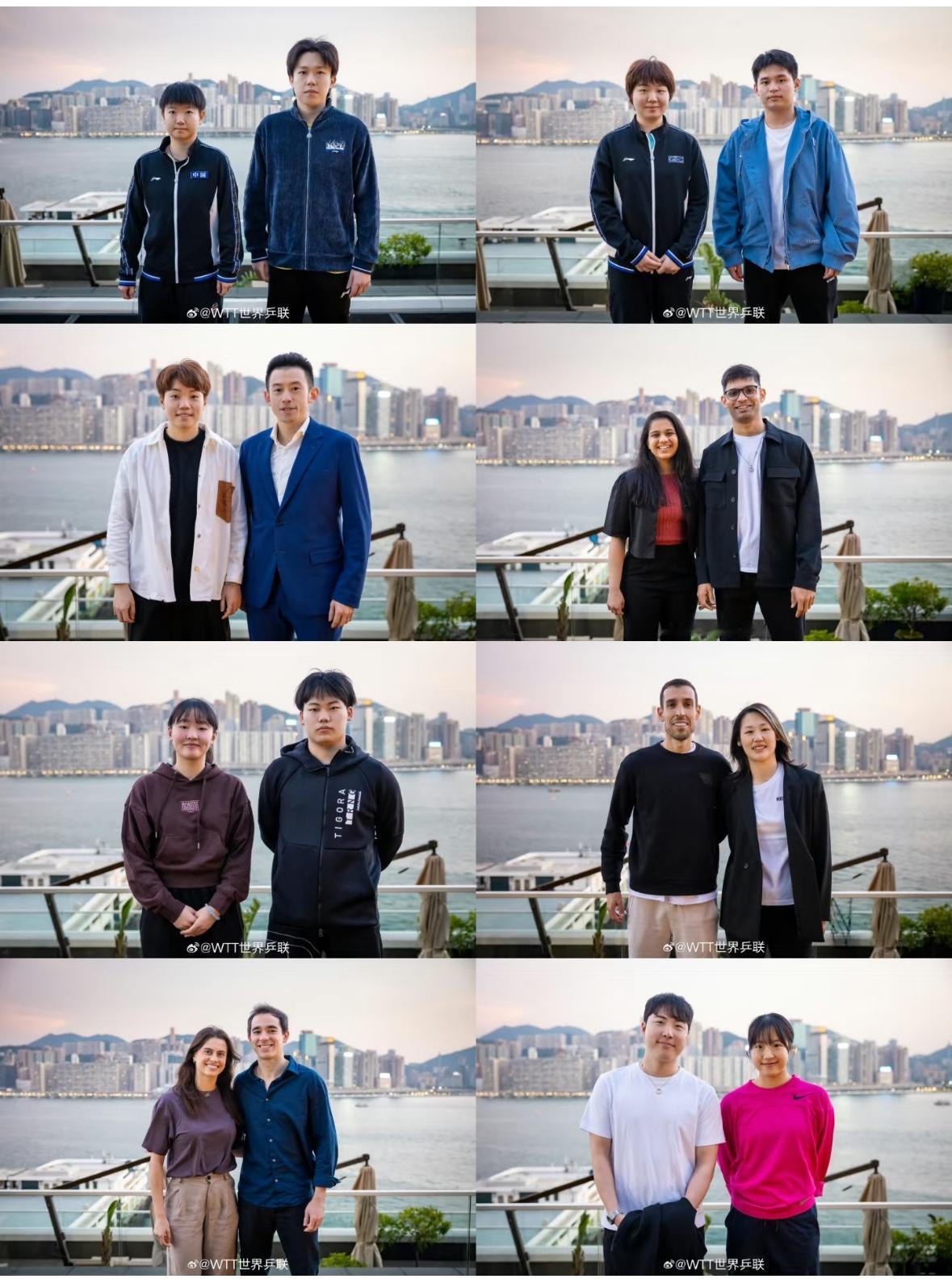 2025WTT香港总决赛8组混双合影——是同事是情侣是搭档莎头最棒哒孙颖