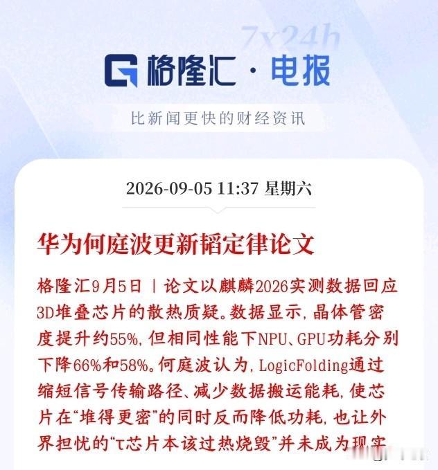 周末，芯片大利好消息，华为韬定律再出实测数据华为更新了韬定律相关论文，拿麒麟2